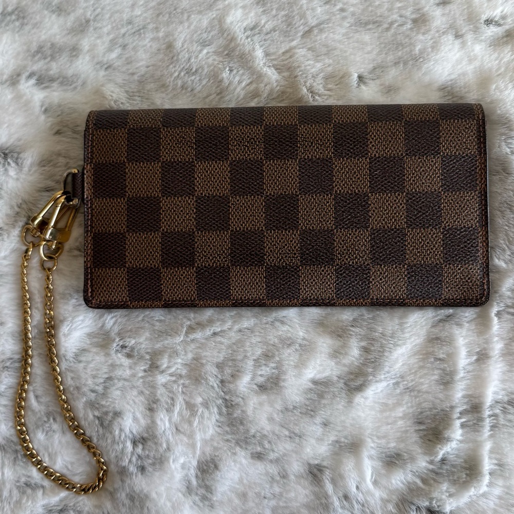 Louis Vuitton Damier Ebene Accordeon Long Wallet with Chain. P0230 - Picture 5 of 17
